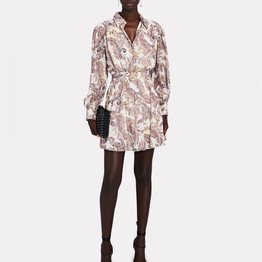 Intermix Lucinda Belted Paisley Mini Dress